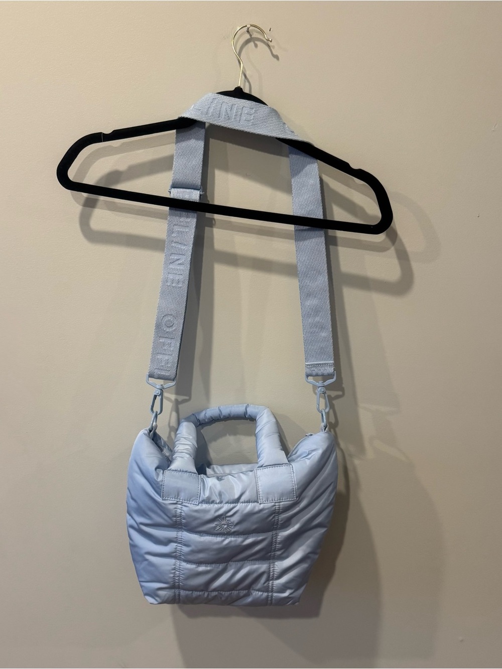 Offline Light Blue Puffer Crossbody Bag with Wide Strap